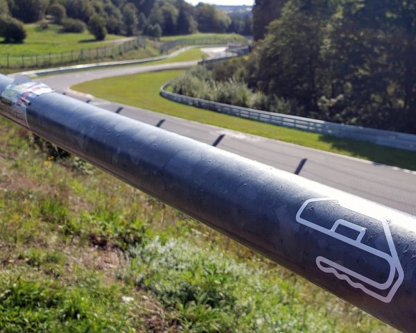 The FIRM track decal on a railing at The Nurburgring in Germany